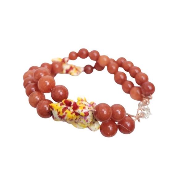 Coral Cooper Wire Yellow Red White Turquoise Turtle Bangle Bracelet - Picture 6 of 7